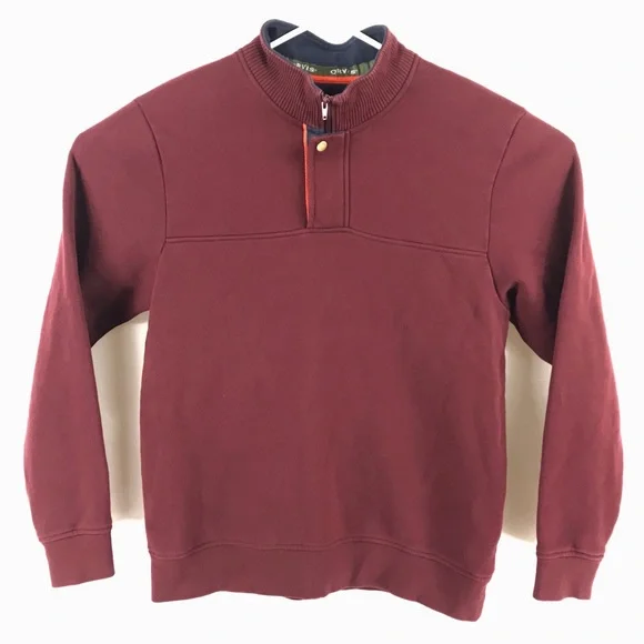 Orvis Signature 1/4 Zip Sweatshirt Size Large in Burgundy - Picture 2 of 7